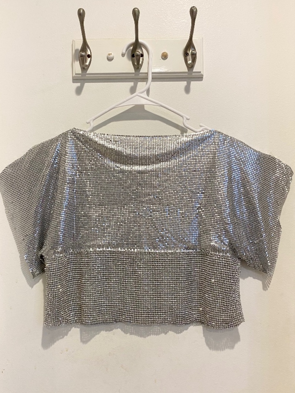 Metal Cowl Tank Top - Silver Sz S